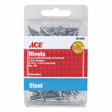 Rivet Steel 1/8 X 1/4 Ace 100 Pack