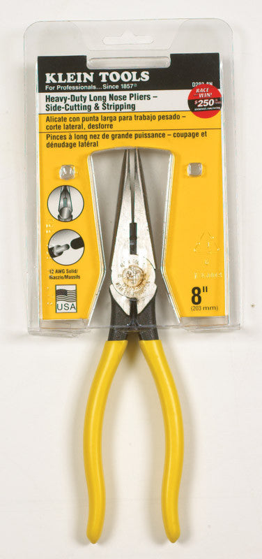 klein tools 8 inch plastic steel long nose pliers yellow 1 pack long nose pliers hand tool