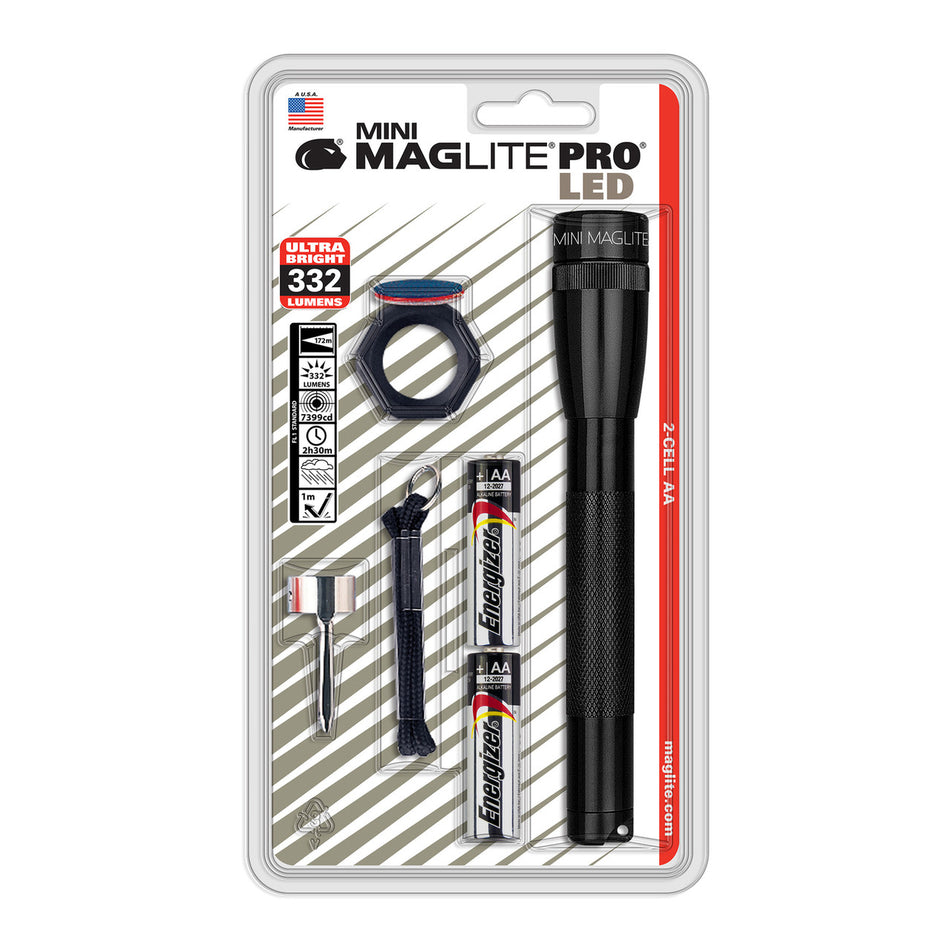 Maglite Pro 332 lumens Black LED Mini Flashlight AA Battery