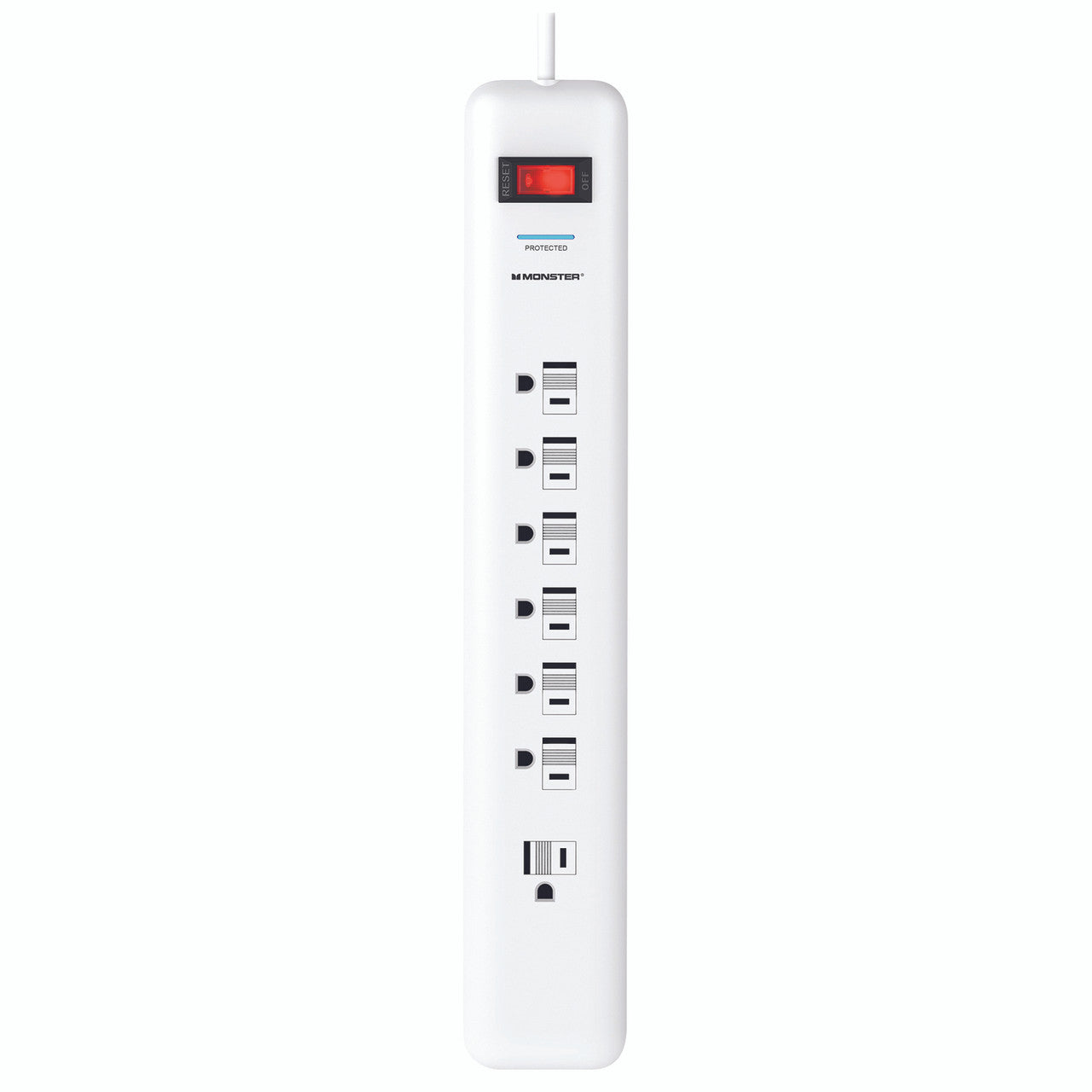 power strip with surge protection white up 6 feet l 7 outlets   extension cord