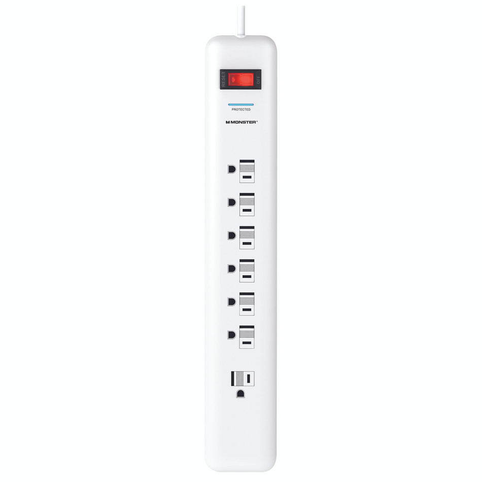 Power Strip with Surge Protection White Up 6 feet L 7 outlets