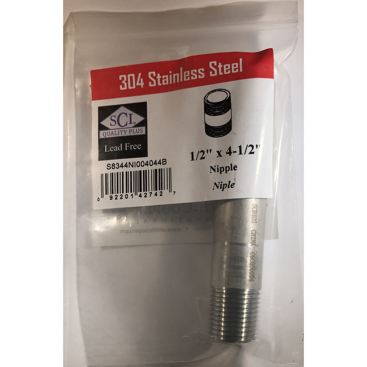 nipple stainless steel 1/2 x 4.5 plumbing pipe tee