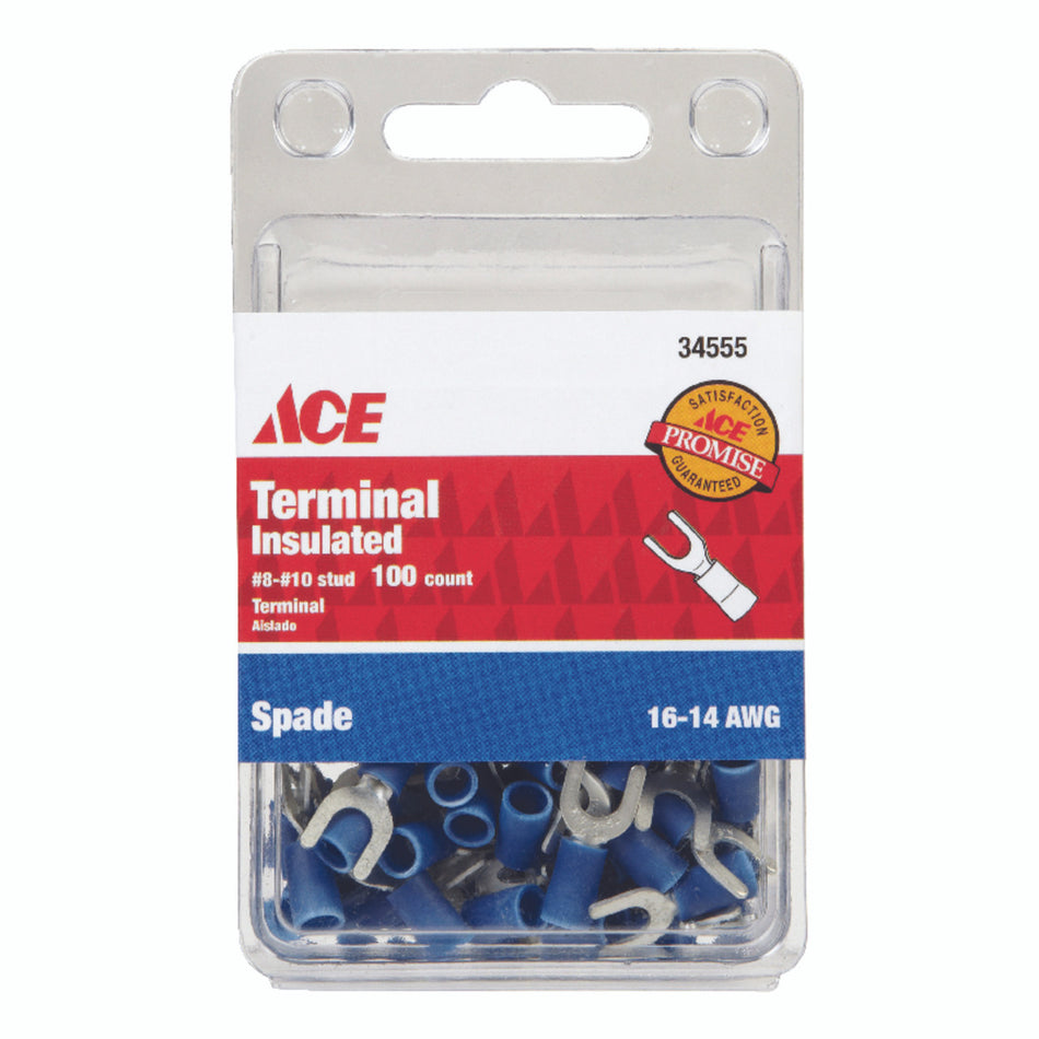 TERMINAL SPADE INSULATED 16-14 AWG GRADE 8-10 STUD