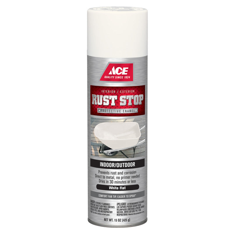 Spray paint Ace RustStop Flat White 15 ounce