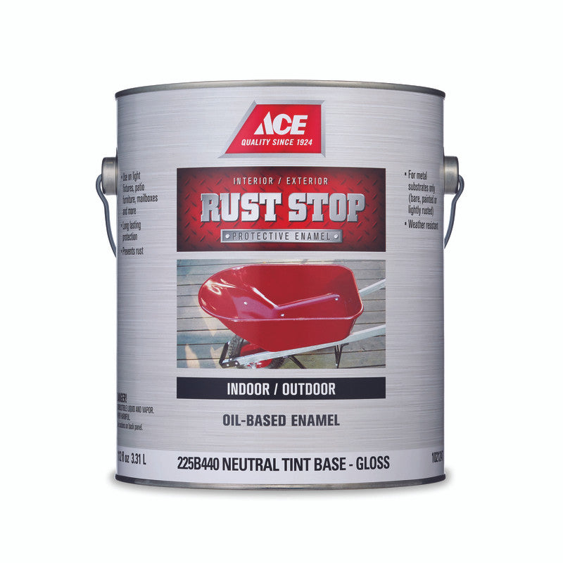 Ace Rust Stop gloss neutral base alkyd enamel paint 1-gallon for indoor outdoor metal