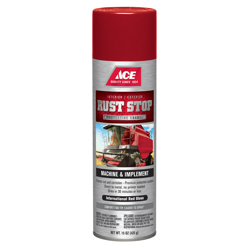 Ace Rust Stop Gloss International Red Protective Enamel Spray 15 ounce