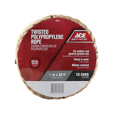 Twisted Polypropylene Rope 1/2 X 50