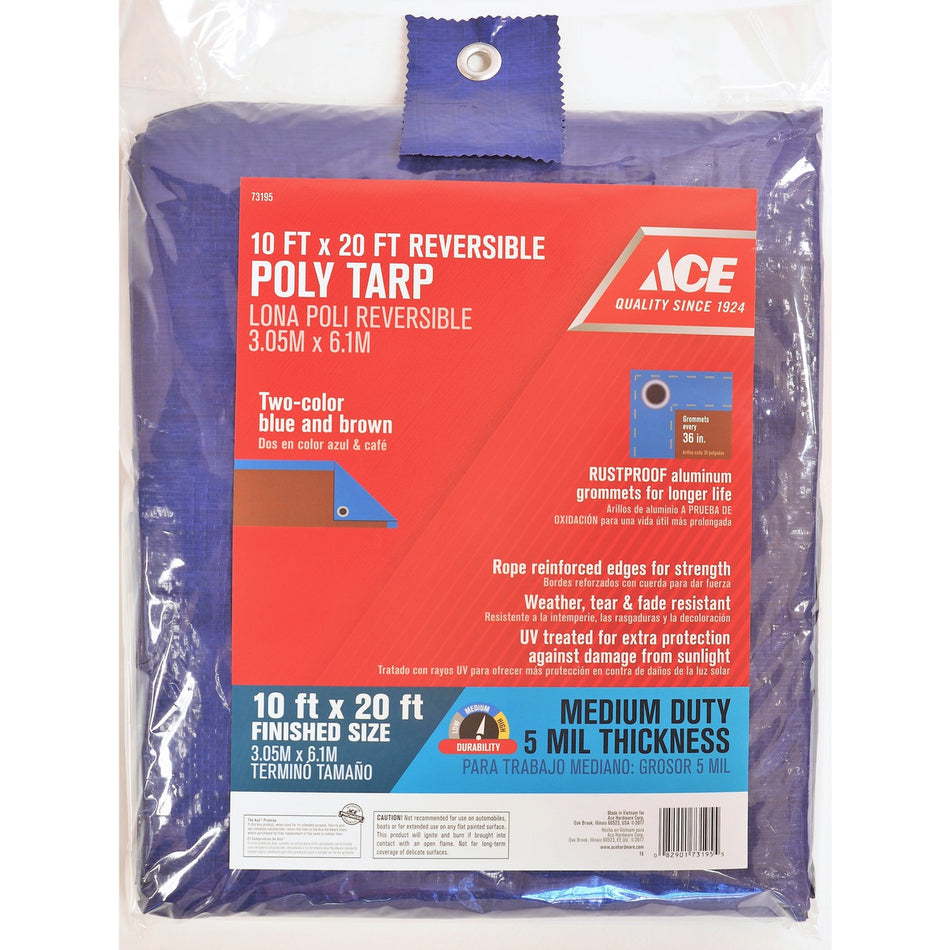 TARP POLY BLUE BROWN 10 X 20