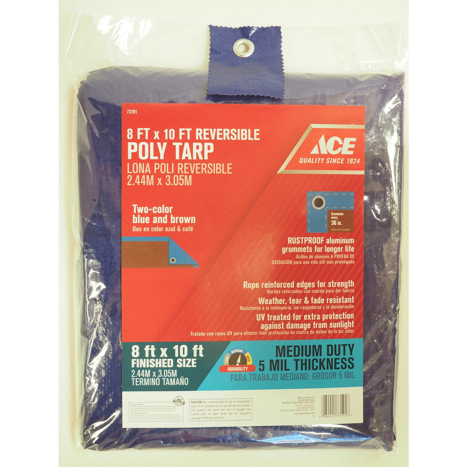 TARP POLY BLUE BROWN 8 X 10