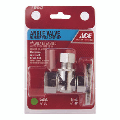 Quarter Turn Valve 1/2 Fip X 3/8 OD Angle Lead Free