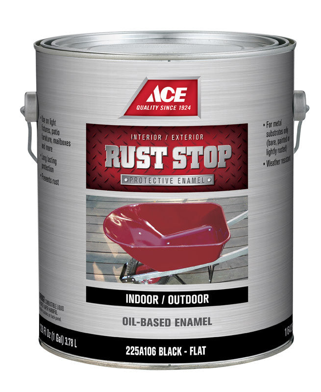 Ace Rust Stop Indoor and Outdoor Flat Black Rust Prevention Paint 1 gal.