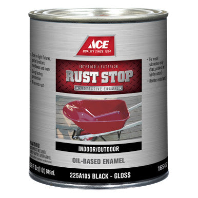 Ace Rust Stop Indoor and Outdoor Gloss Black Rust Prevention Paint 1 qt.