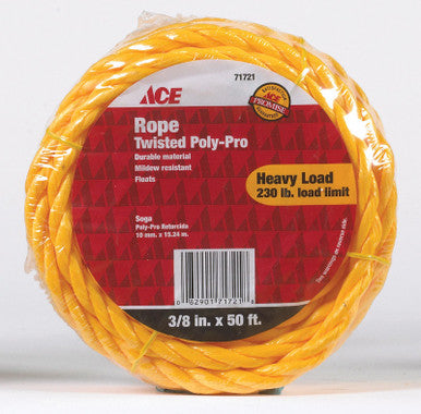 Rope Yellw Poly 3/8 X 50