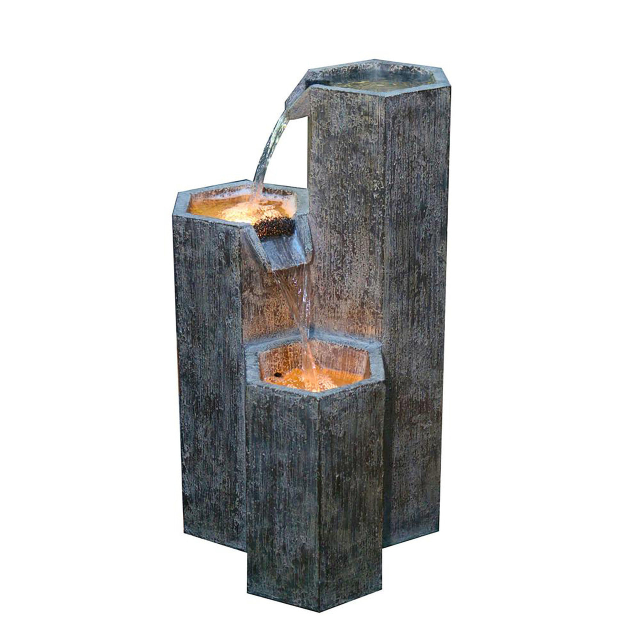 alpine polyresin gray 25.2 height hexagonal fountain outdoor display decoration