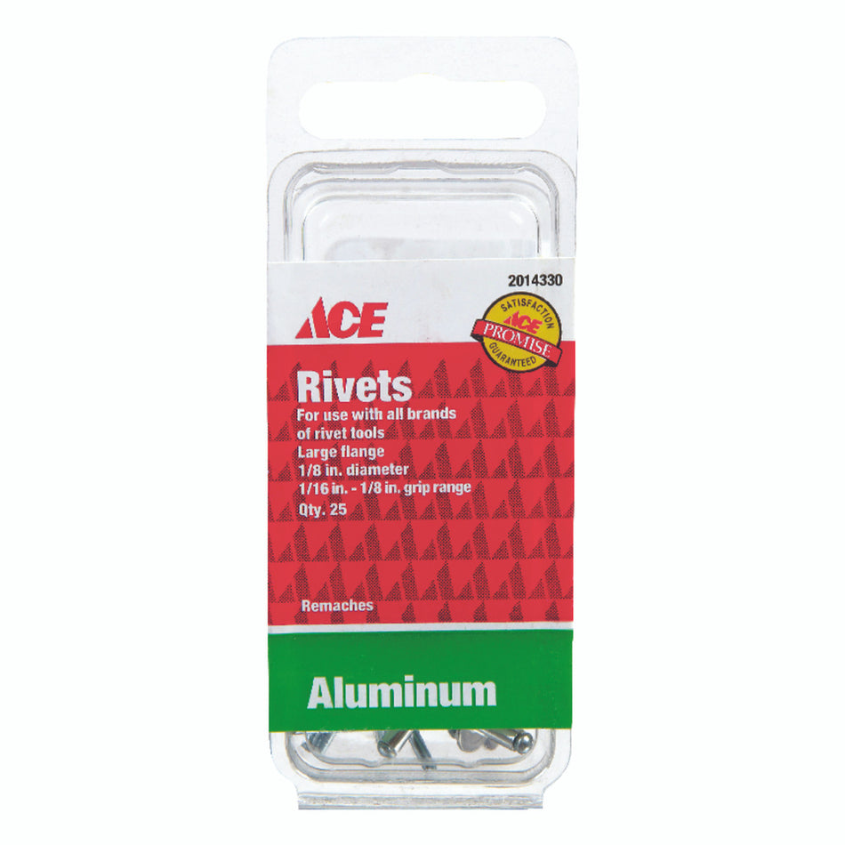 RIVET LARGE FLANGE ALUMINIUM 1/8 X 1/8 PACK OF 25