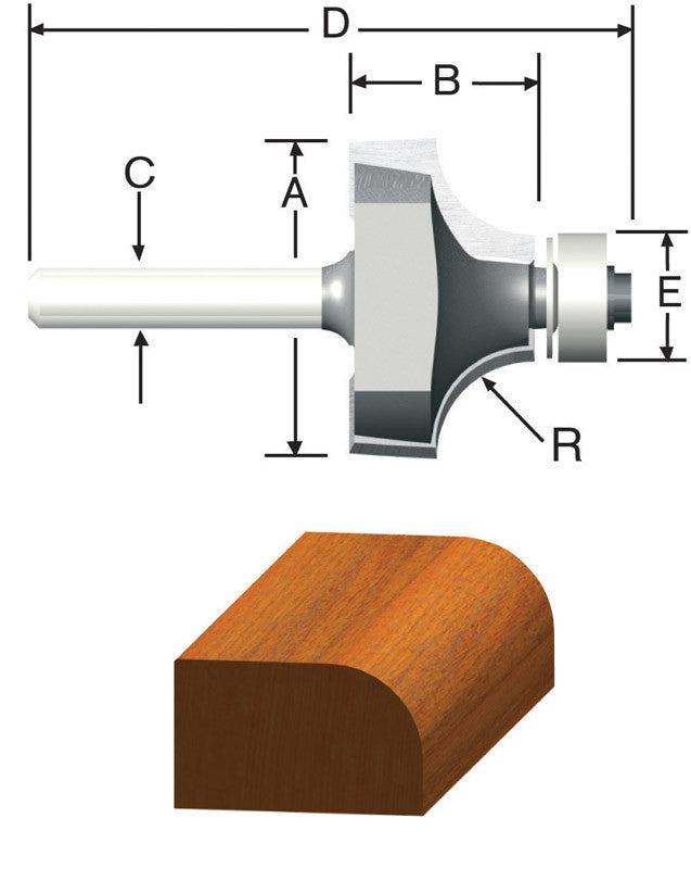 ROUTER BIT 3/8 R ROUND OVER