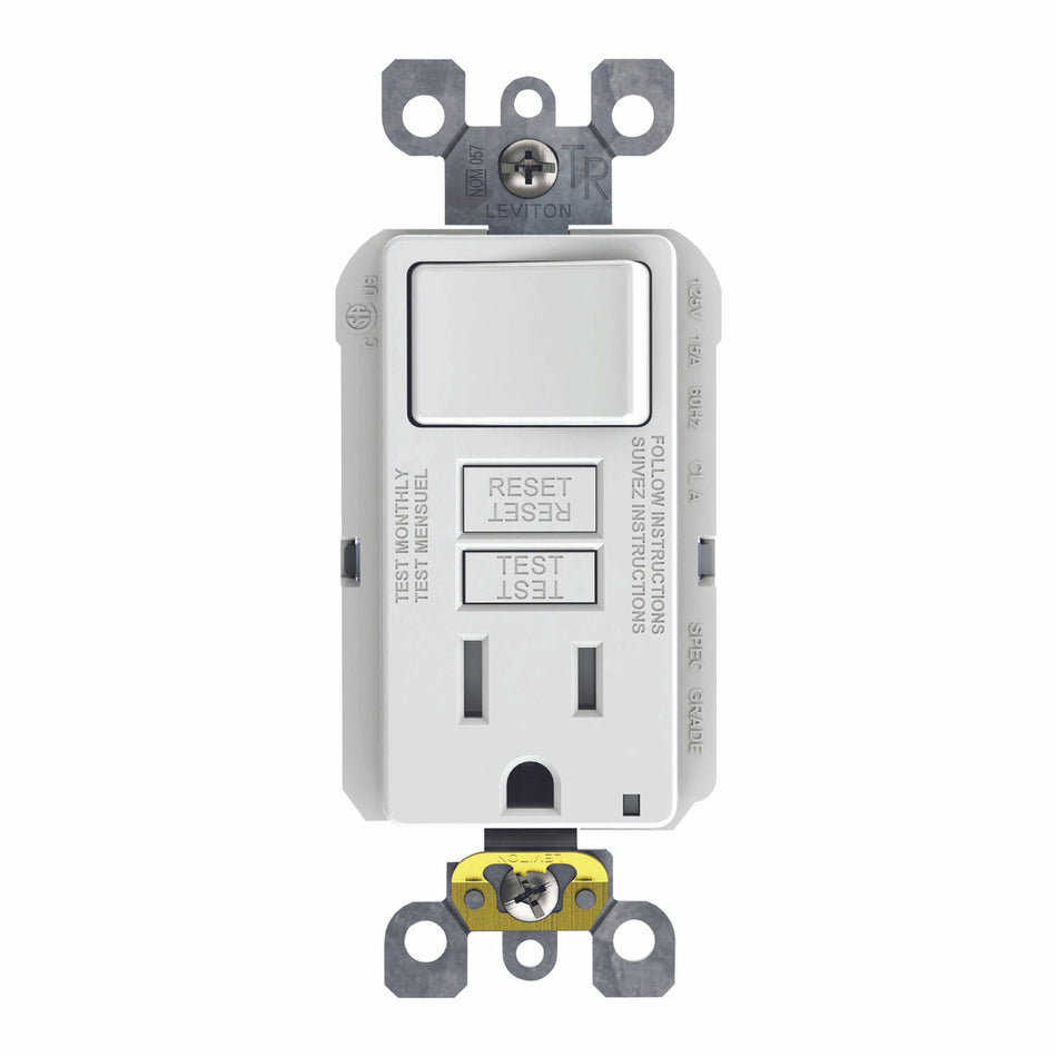 GFI SWITCH & WALL PLATE WHITE 15 AMP