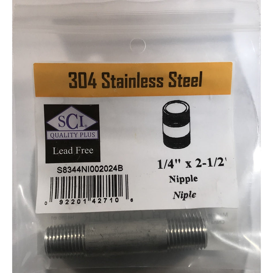 NIPPLE STAINLESS STEEL 1/4 X 2.5