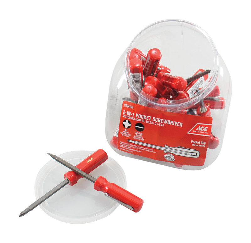 ace phillips/slotted 2-in-1 pocket screwdriver 5 in. phillips screwdriver hand tool