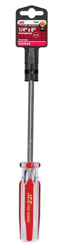 ace 1/4 in. x 6 in. l slotted screwdriver 1 pc. slotted screwdriver hand tool