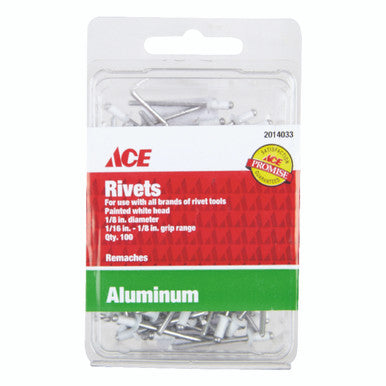 Rivet White 1/8 X 1/8 Ace 100 Pack