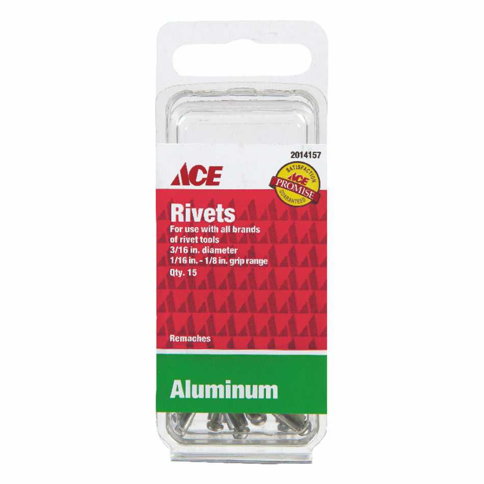 RIVET ALUMINIUM 3/16 X 1/8 ACE 15 PACK