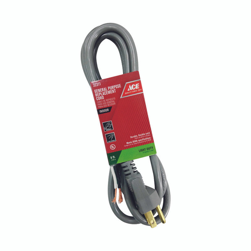 ace 16/3 sjtw 125 volt 8 foot l appliance cord electrical supply