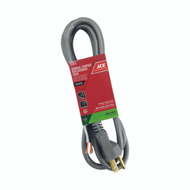 Ace 16/3 SJTW 125 volt 8 foot L Appliance Cord