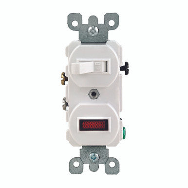 Switch With Pilot Light Single Pole 15 Amp White