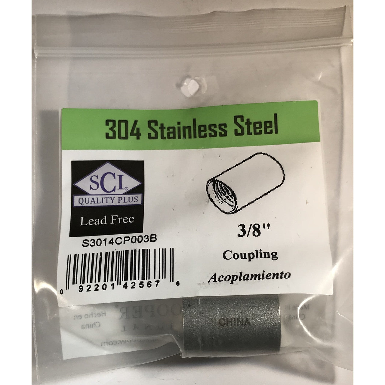 female coupling 3/8 stainless steel plumbing pipe tee