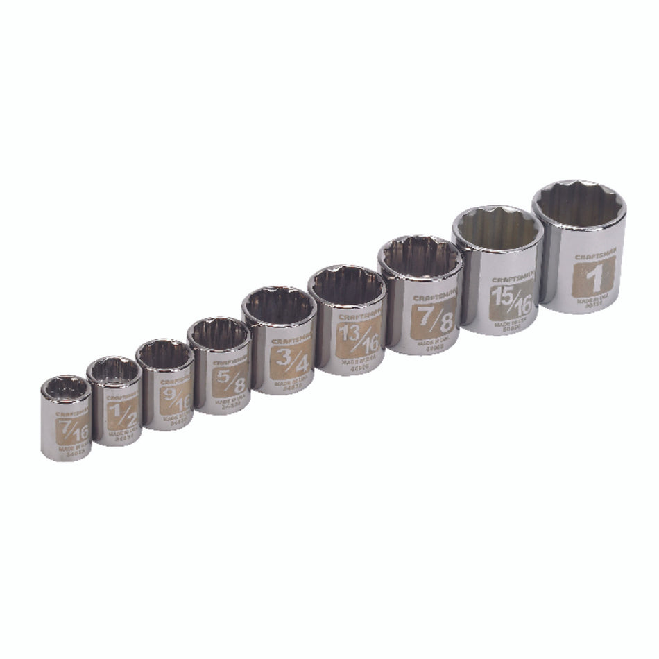 CRAFTSMAN SOCKET STEEL 9 PIECE 3/8 DRIVE INCH