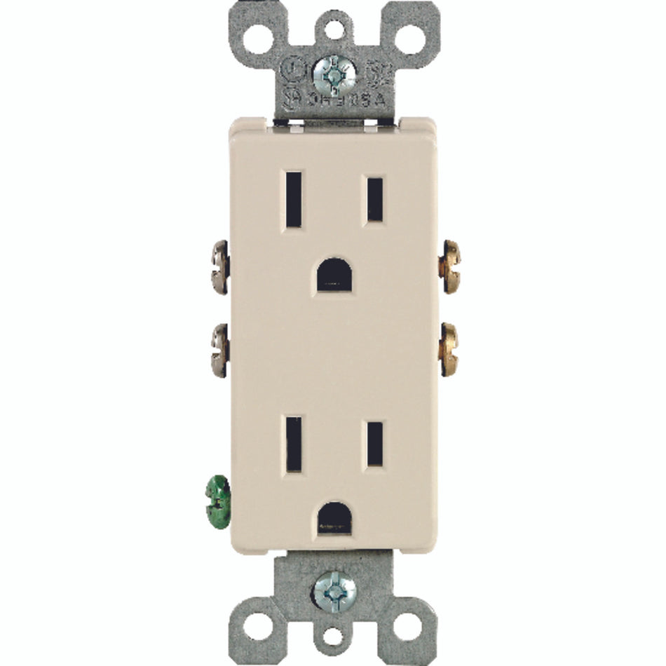 Leviton Decora 15 amps 125 volt Duplex Light Almond Outlet 5-15R 1 pack