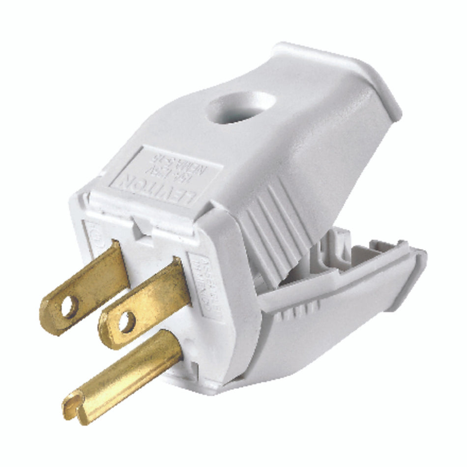 HINGED PLUG 15 AMP WHITE
