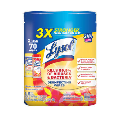 Lysol Lemon and Lime Blossom and Mango and Hibiscus Scent Disinfecting Wipes 16.4 ounce 70 pack