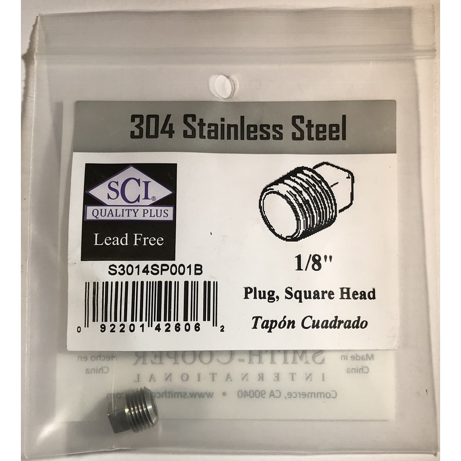 SQUARE HEAD PLUG 1/8 STAINLESS STEEL