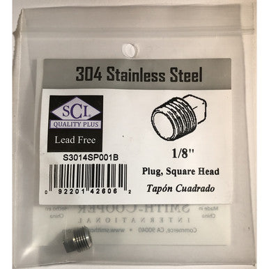 Square Head Plug 1/8 Stainless Steel