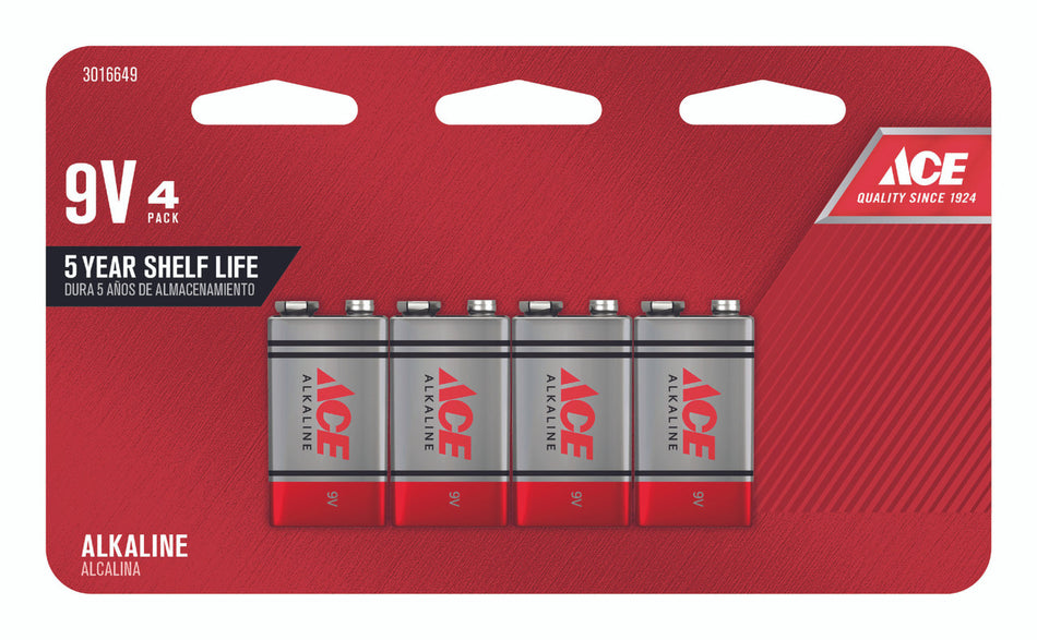 BATTERY ALKALINE 9 VOLT PACK 4 ACE