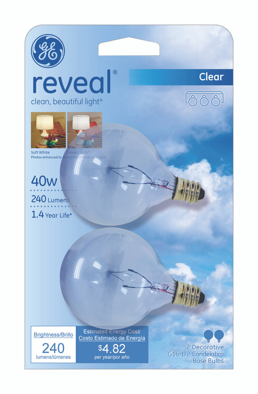 BULB GE RVL G16.5 40 WATT 2 PACK