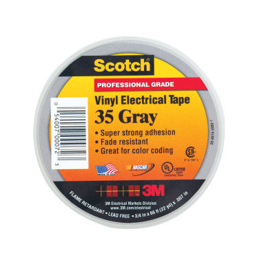 Scotch 3/4 in. W x 66 ft. L Gray Vinyl Electrical Tape