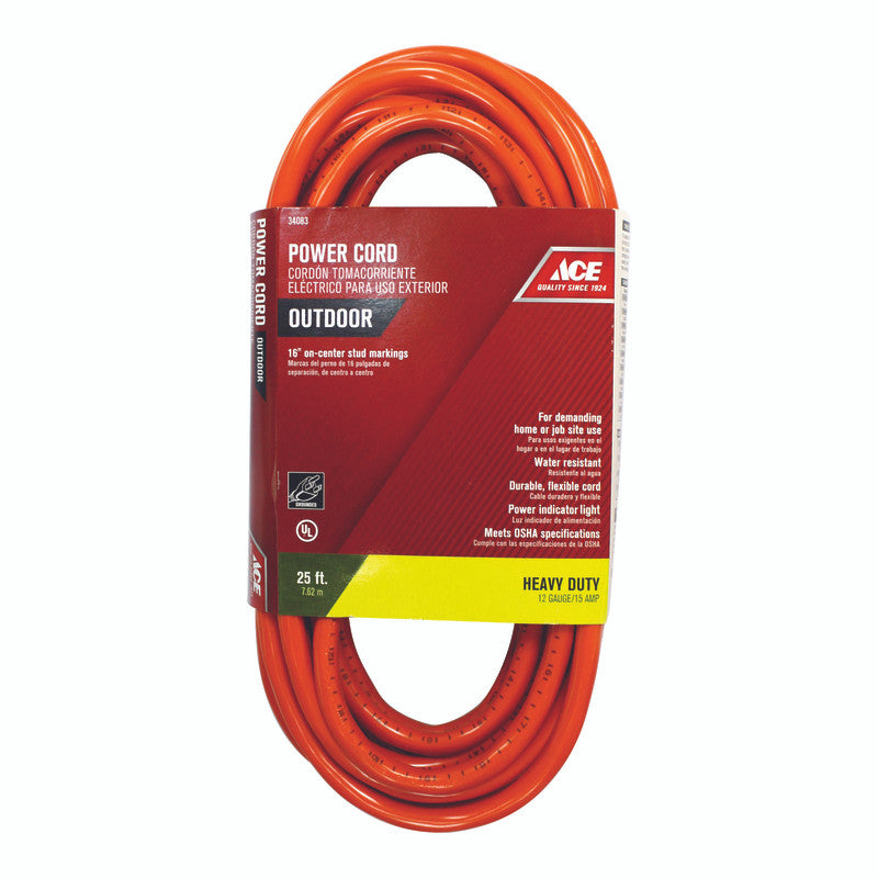 ace outdoor 25 ft. l orange extension cord 12/3 sjtw 12/3 25 ft. extension cord