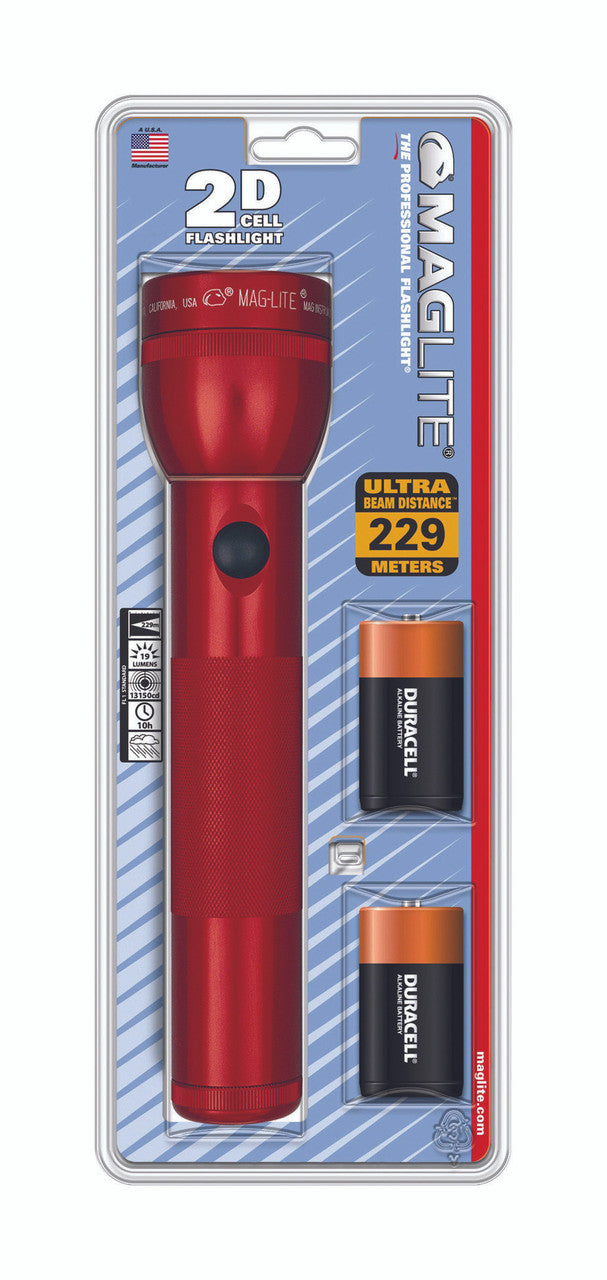 mag light xenon 2d red portable flashlight maintenance inspection