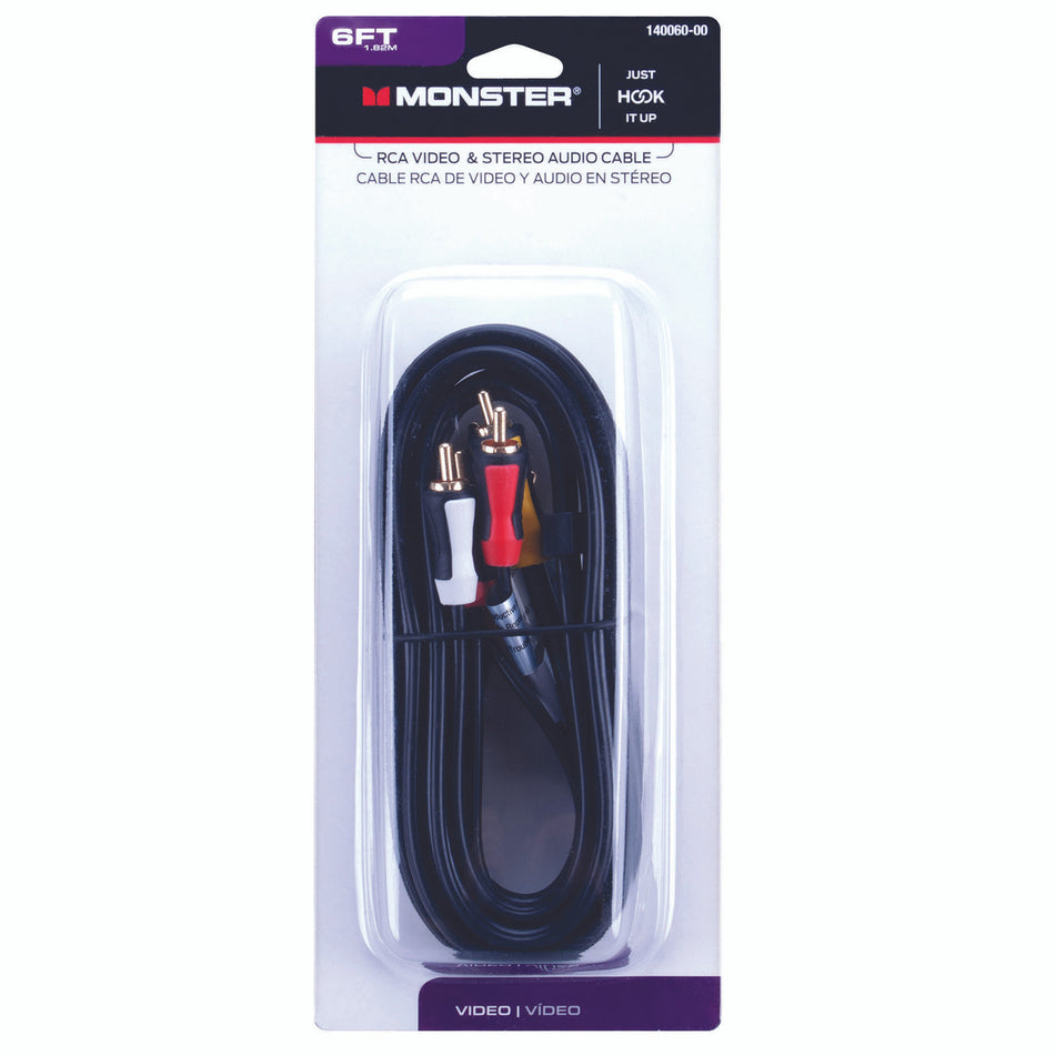 CABLE TRIPLE RCA 6 INCH BLACK
