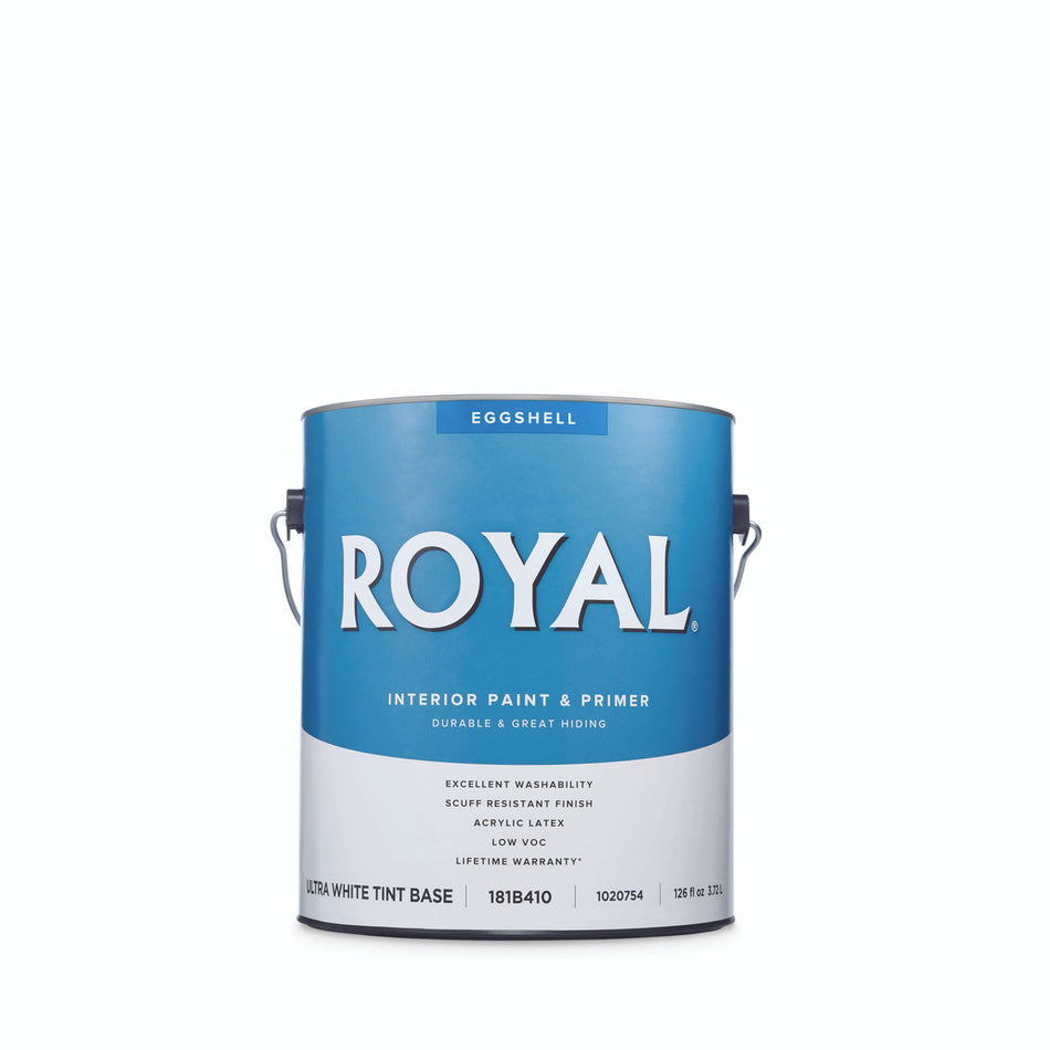Royal Eggshell Tint Base Ultra White Base Acrylic Latex Paint and Primer Indoor 1 gal.