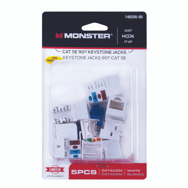 Jack CAT 5E 90 White 5 Pack