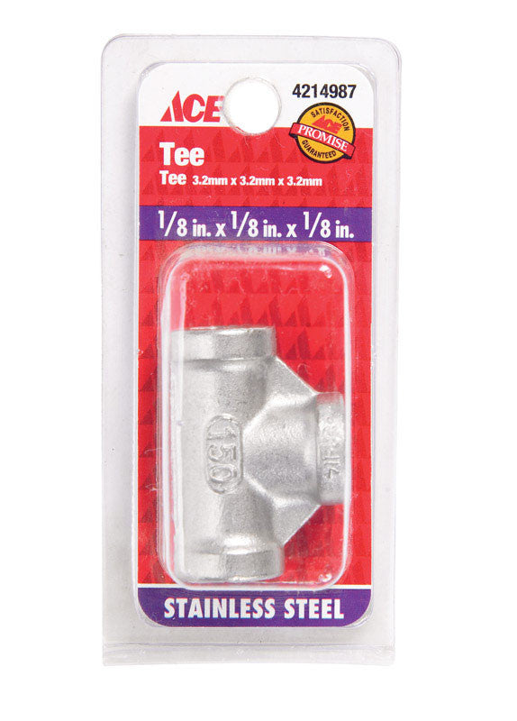 Smith-Cooper stainless steel tee 1/8 NPT threaded industrial