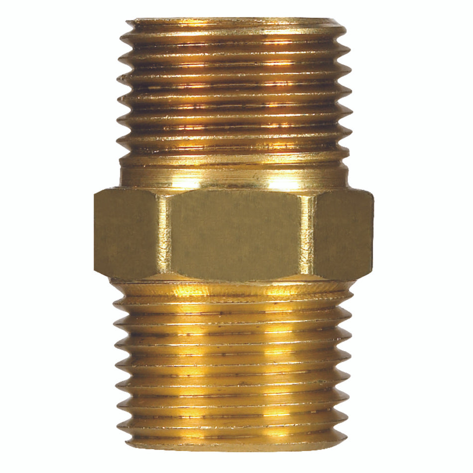 JMF 3/8 in. MPT Yellow Brass Hex Nipple