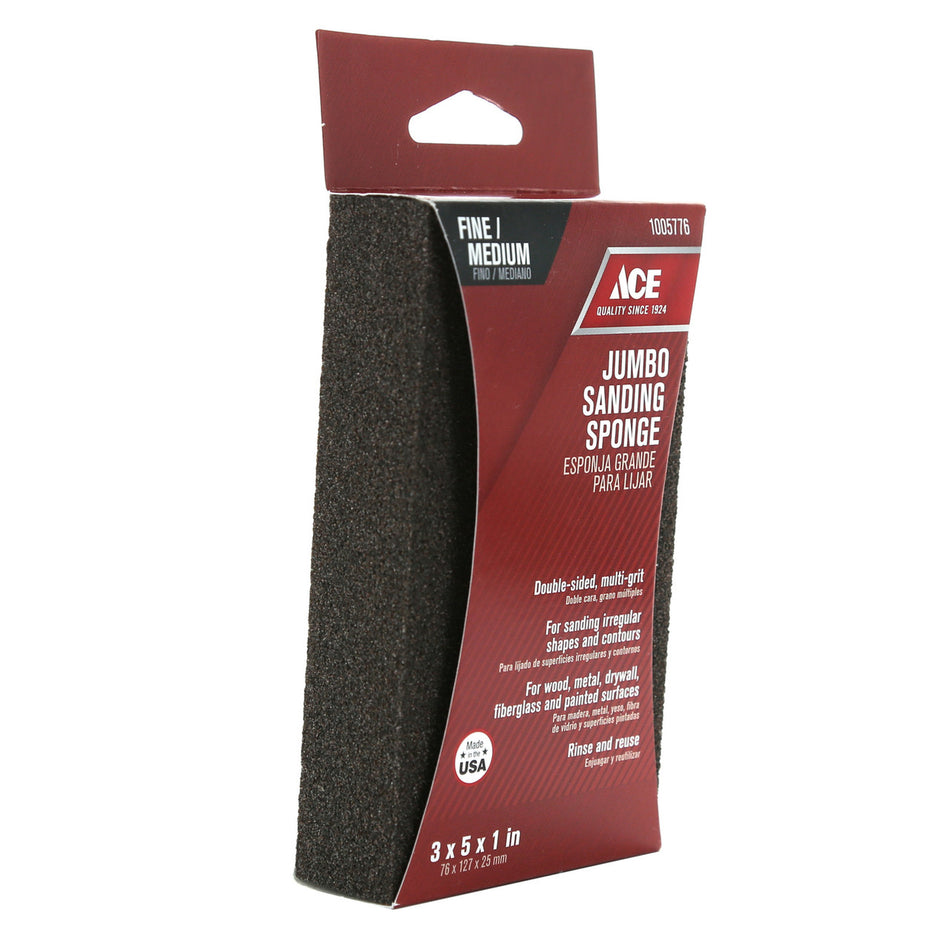 Ace 5 in. L x 3 in. W x 1 in. 120/80 Grit Assorted Extra Large Sanding Sponge