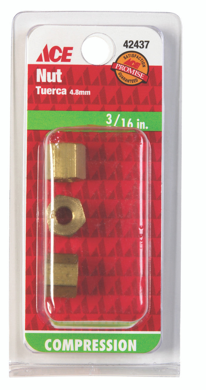 compression nut 3/16 brass plumbing slip joint nut
