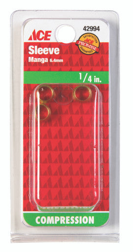 Compression Sleeve 1/4 Brass 3 Pack