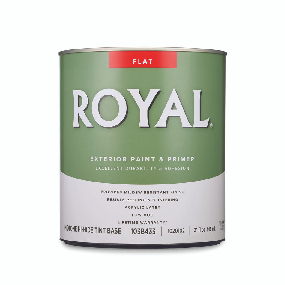 Royal Flat Tint Base Mid-Tone Base Acrylic Latex Paint and Primer in One Outdoor 1 qt.